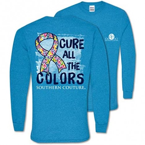 Cure Heather Sapphire Blue Cotton Fabric Long Sleeve T-Shirt