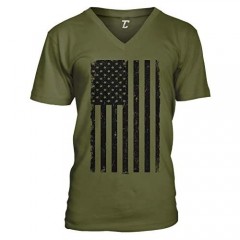 Distressed Black USA Flag - United States Unisex V-Neck T-Shirt
