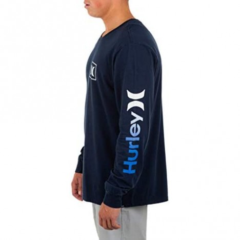Hurley Men's Everyday Washed One and Only Icon Gradient Long Sleeve T-Shirt Obsidian XX-Large
