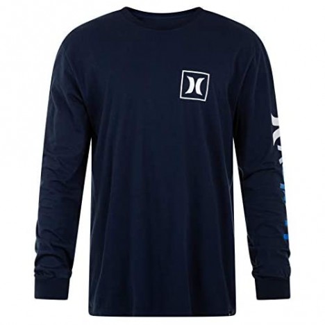Hurley Men's Everyday Washed One and Only Icon Gradient Long Sleeve T-Shirt Obsidian XX-Large