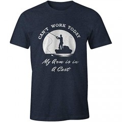 Ink Trendz T-Shirts Mens Can't Work Today My Arm is in A Cast T-Shirt Funny Fishing Fathers Day Tee