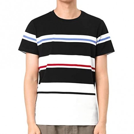Lars Amadeus Men's Summer Tees Color Block Striped Crewneck Regular Fit Short Sleeve T Shirts