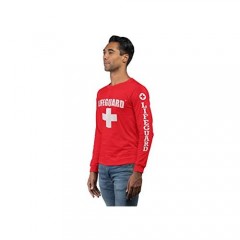 LIFEGUARD Long-Sleeve Printed Tee Shirt Red T-Shirt for Men Guys Teen & Boys