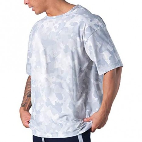 Magiftbox Mens Workout Shirts Short Sleeve Oversized Casual Big Hip-hop Gym Street Shirts for Men T39
