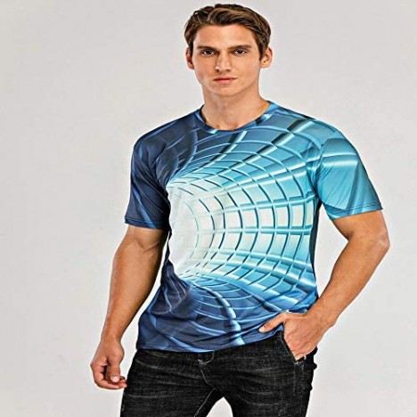 Men's Graphic Optical Illusion T-Shirt Print Short Sleeve Daily Tops Basic Exaggerated Round Neck