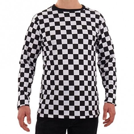 Men's RAD 80's Checkered Long Sleeve Shirt Black and White