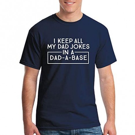 Mluhgrb Men I Keep All My Dad Jokes in A Dad A Base Letter Print Casual Tee Tops