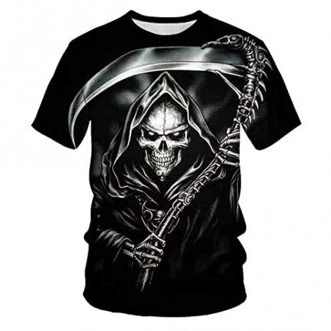 TiwBski Unisex 3D Printing Graphic Skull Tees Shirt Short T Shirt Summer Tops